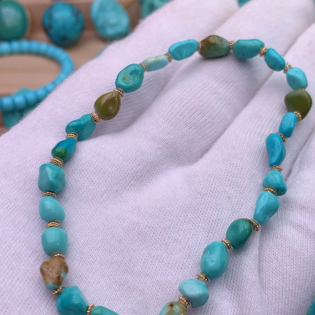 绿松石未镶嵌绿松石糖豆单圈