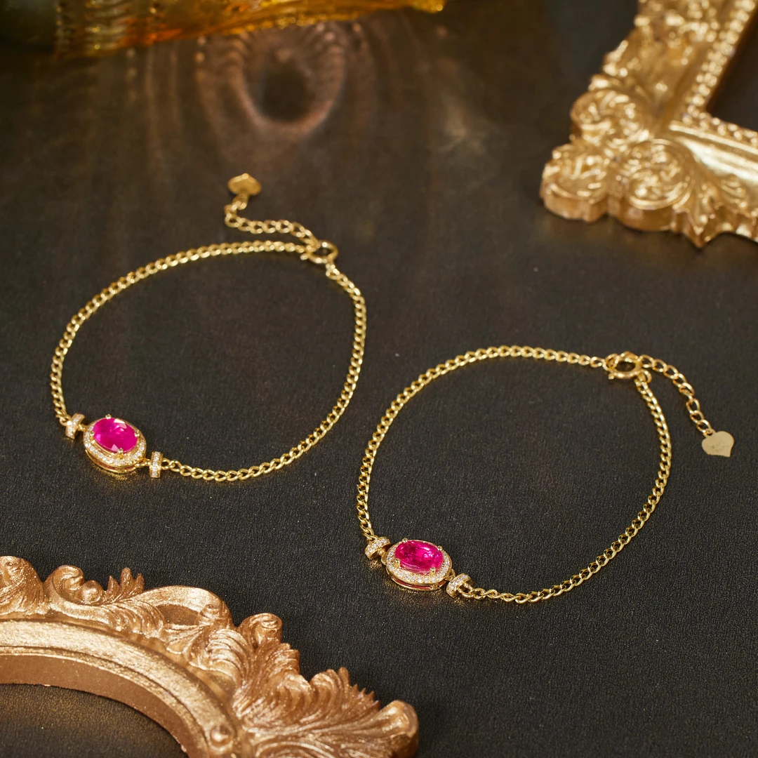 玉峰珠宝【安娜】红宝石手链18K金【S1570】多样性发一