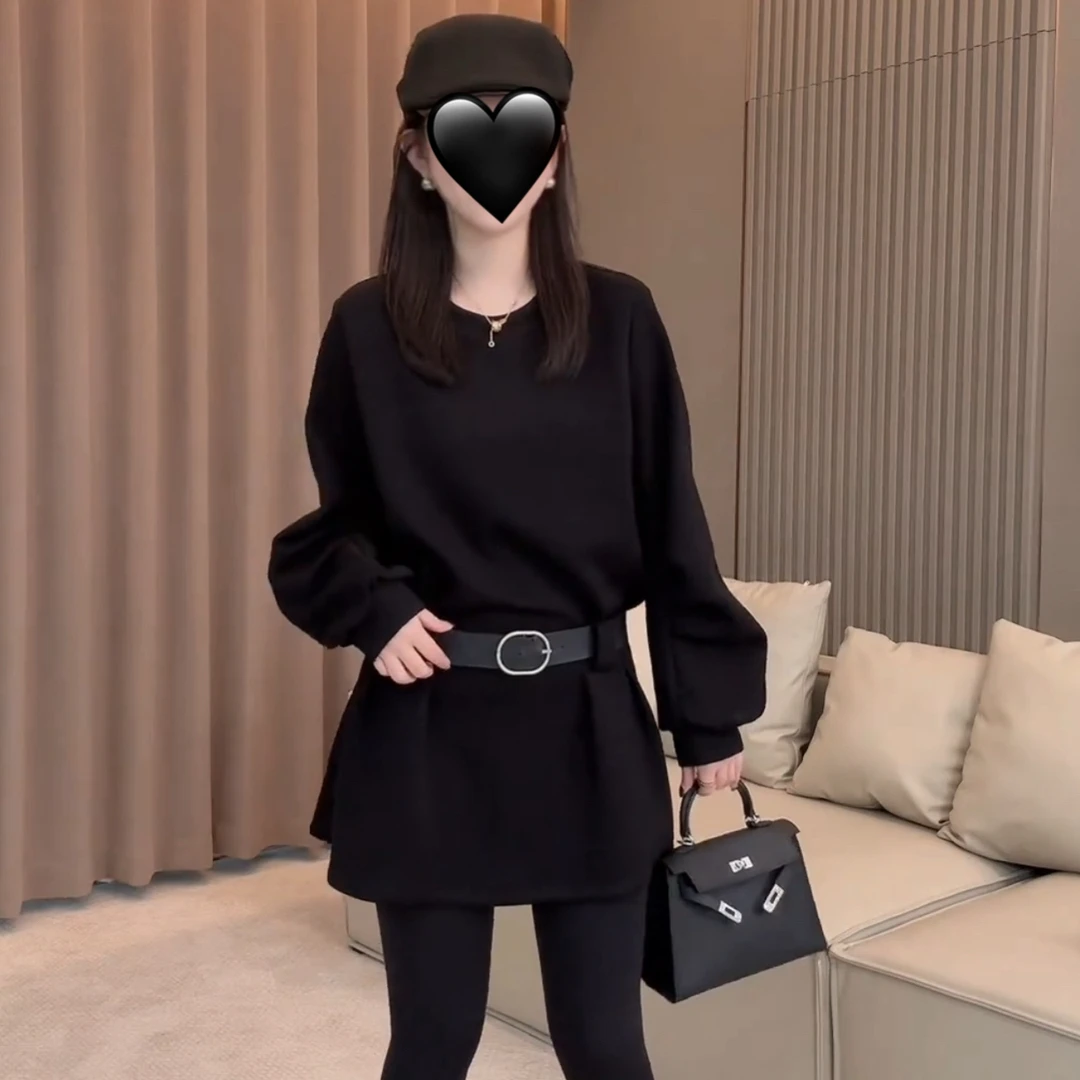 2025秋季新款时尚气质简约百搭法师高级感连衣裙鲨鱼库两件套