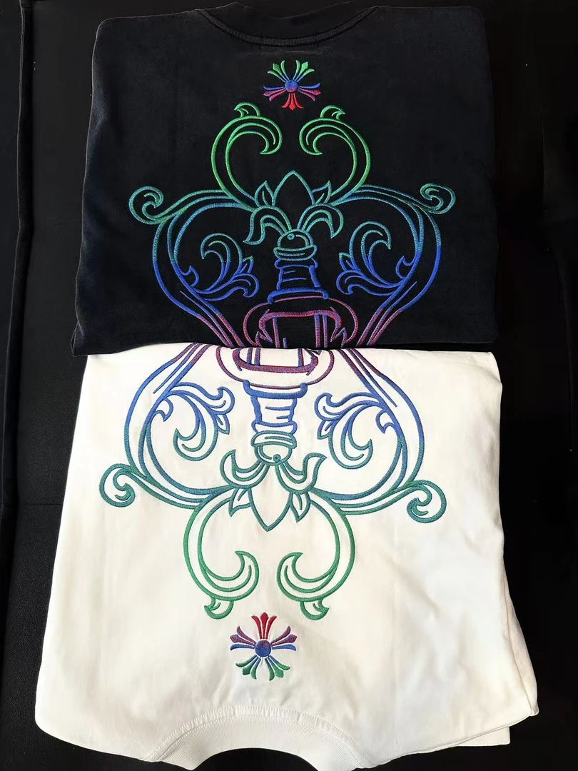 新款重工刺绣时尚圆领休闲百搭短袖EP1002