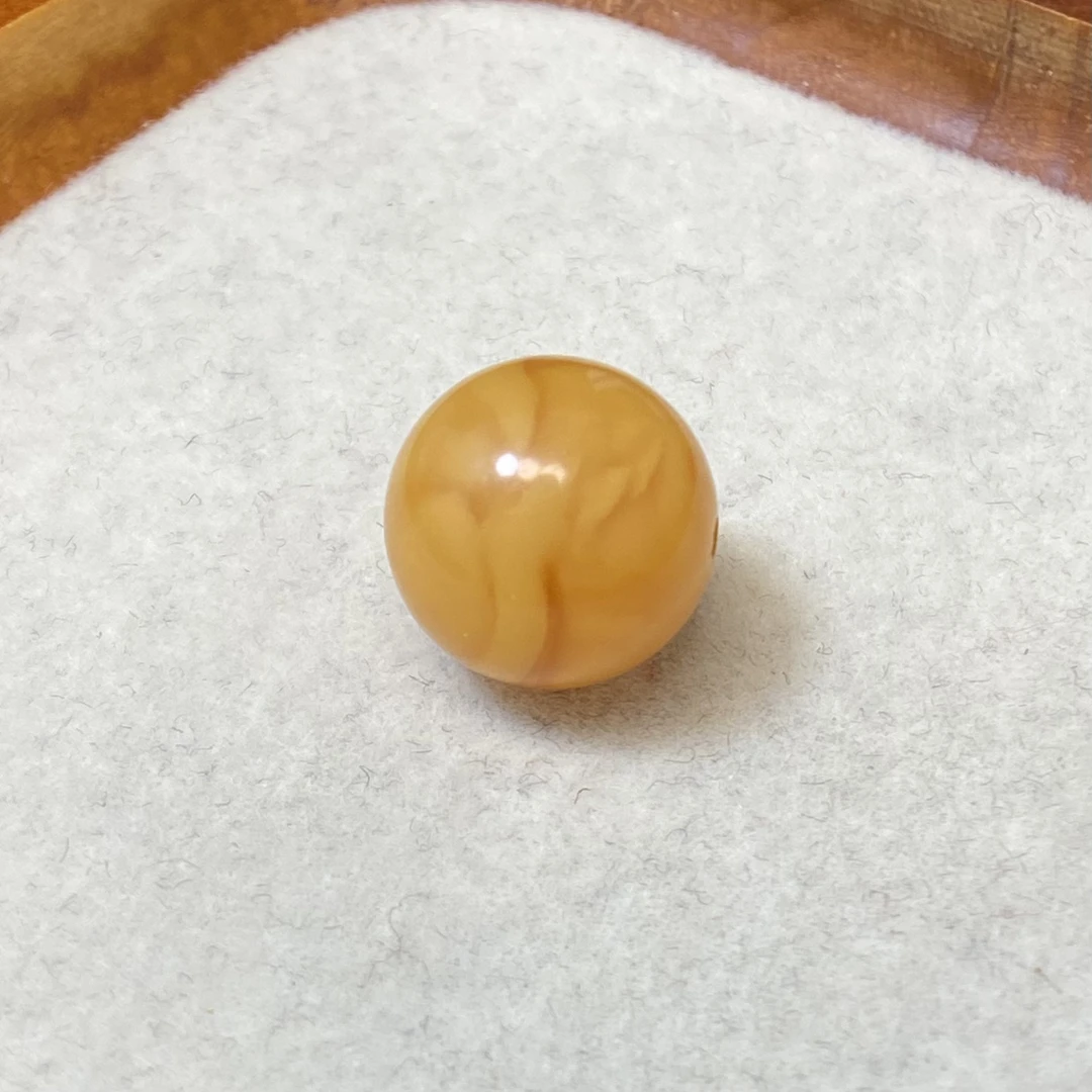 『顺亿天然蜜蜡』老花蜡圆珠配饰直径12.6mm文玩配饰