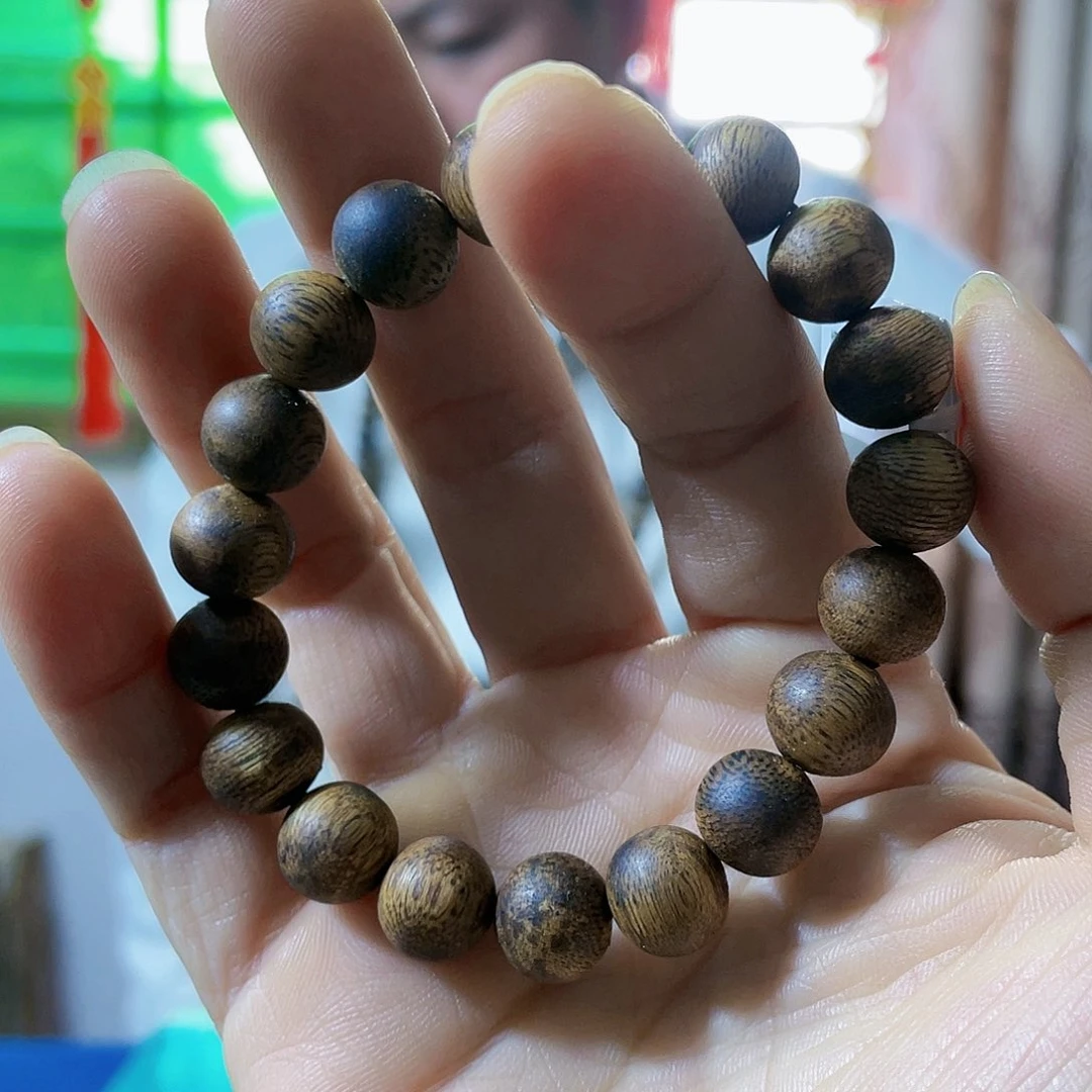 沉香手串棋楠乌身圆珠单圈1.1/7克多样性发一