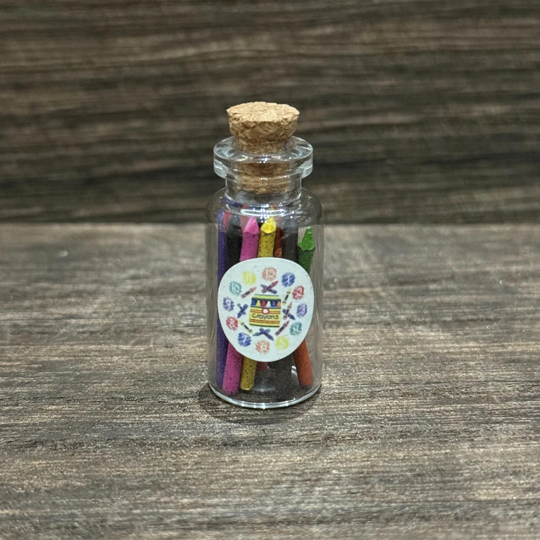 微缩娃娃屋迷你玻璃瓶蜡笔美术画画场景摆件过家家玩具