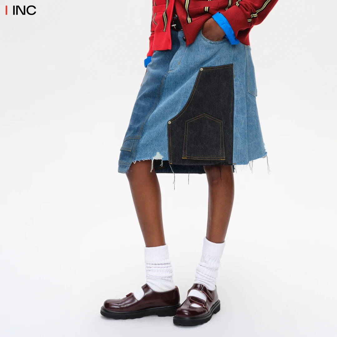 SHORT SENTENCE短句 解构拼接牛仔半裙女25AW秋季新款不对称IINC