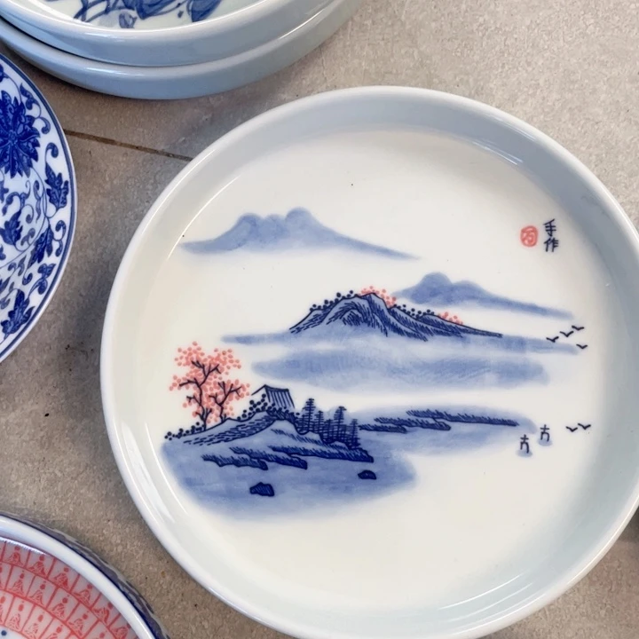 瓷片景德镇手工山水壶承