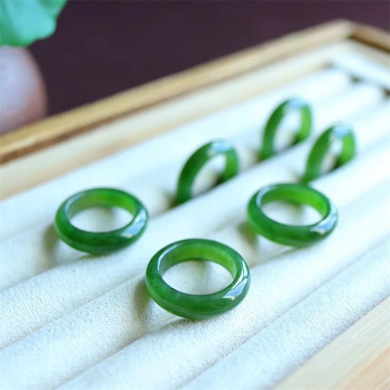 正品保真碧玉戒圈满阳绿和田玉玉石手饰简约百搭6m*多样性发一件