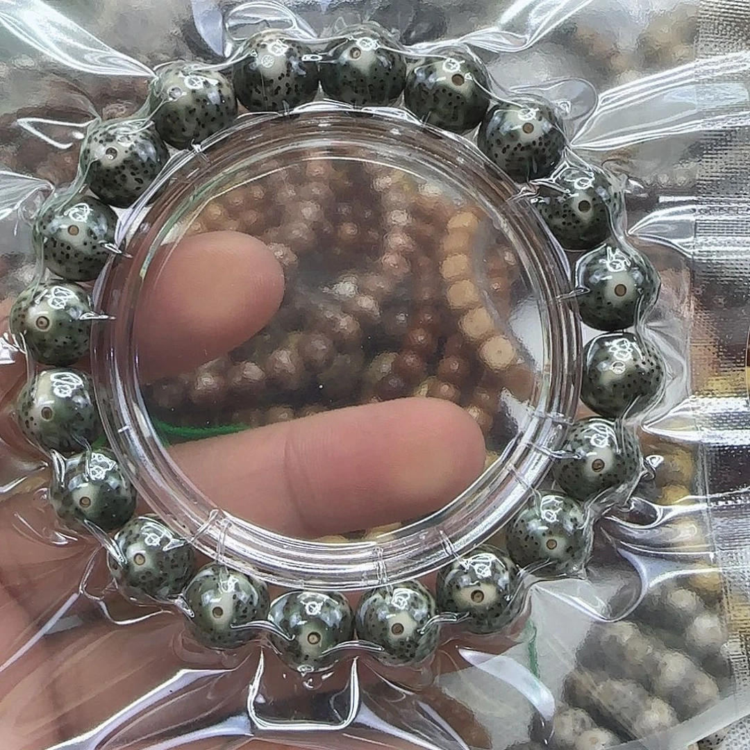 星月菩提手串82殿堂绿包白帝王绿星月12圆单圈