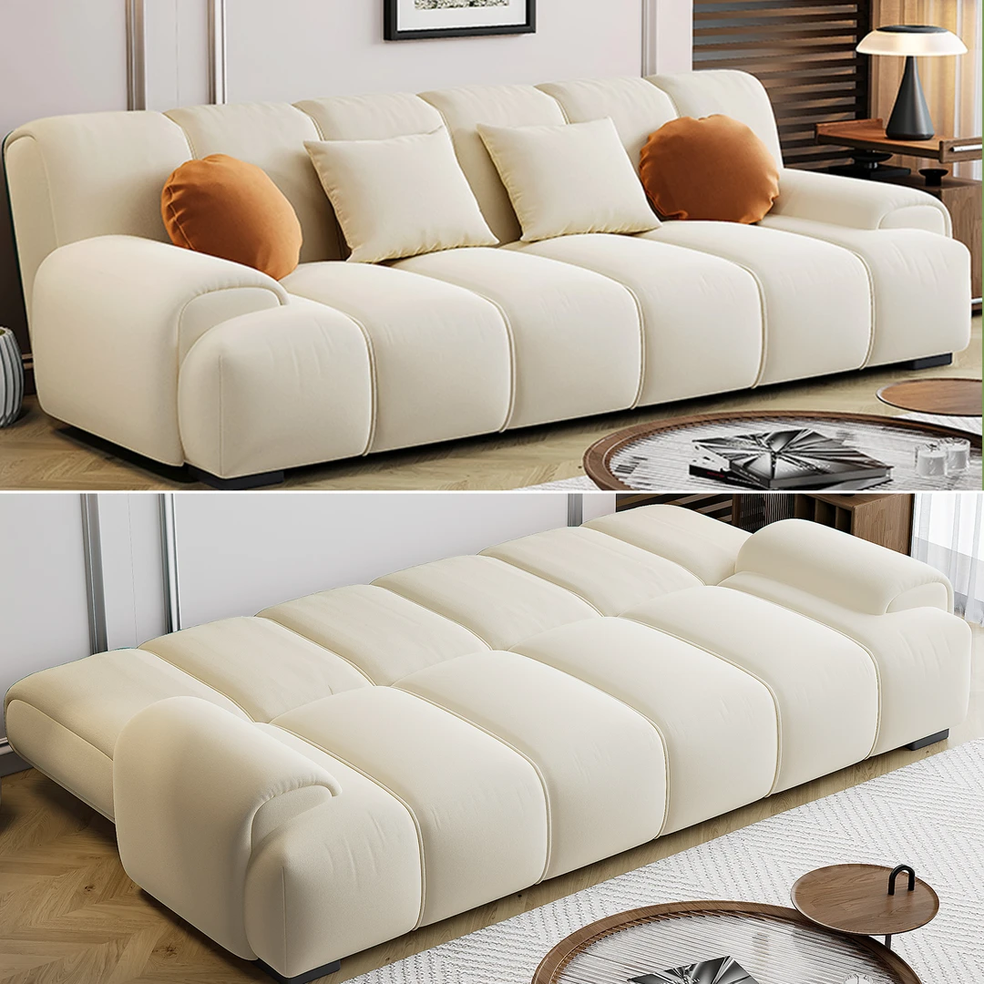 钢琴键沙发客厅2024新款法式奶油风云朵小户型沙发ins沙发豆腐块