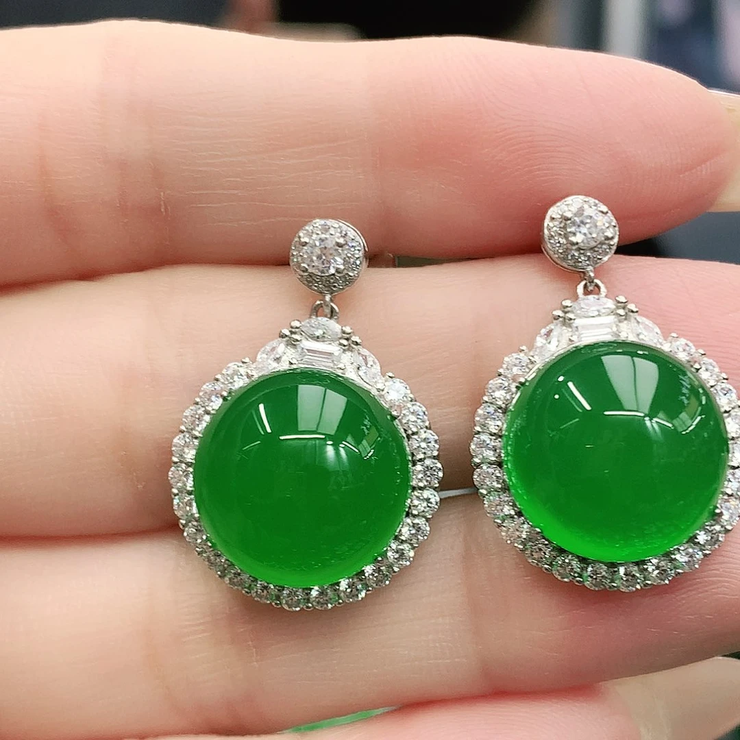 银S925镶嵌耳坠玛瑙/玉髓