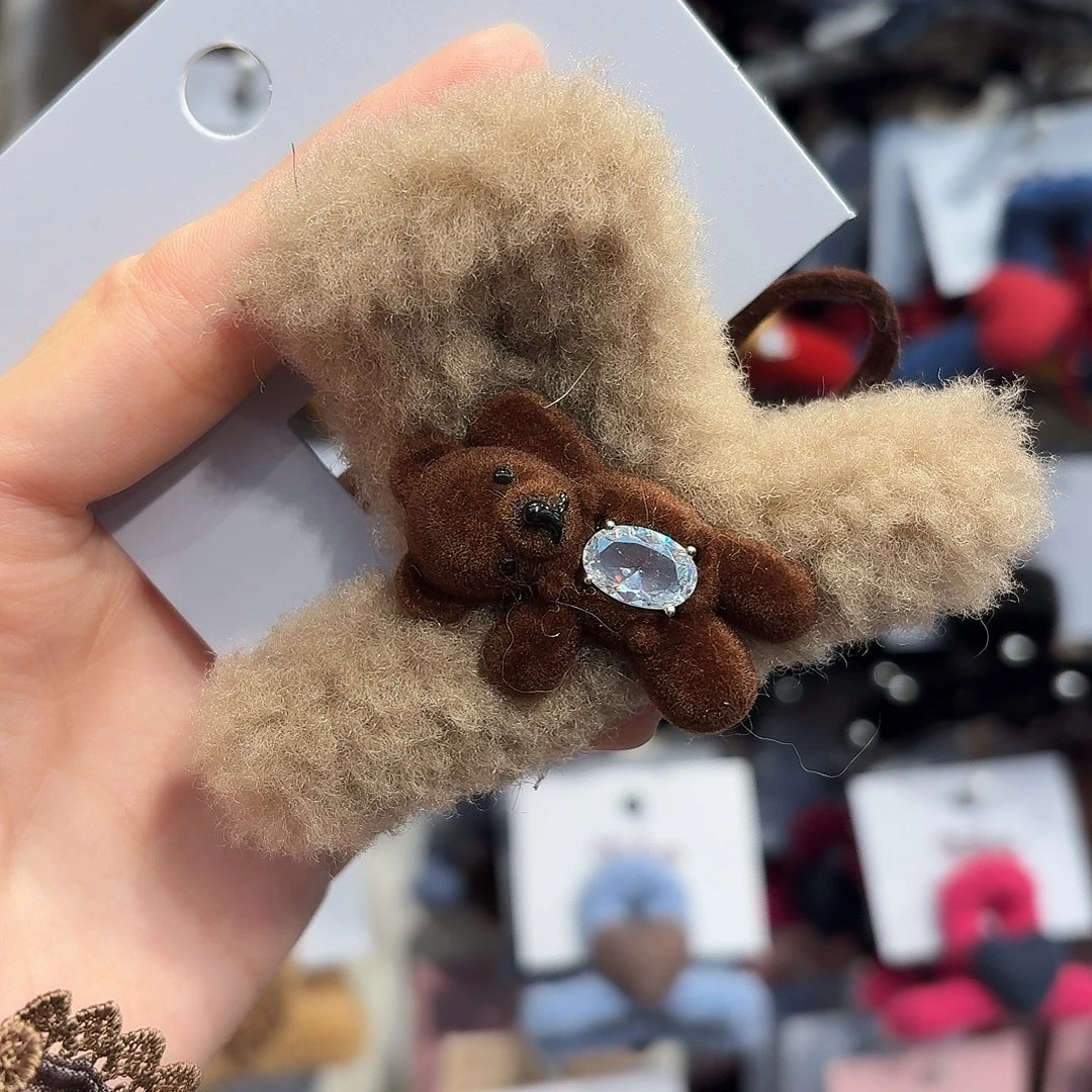 布艺非金属8公分抓夹小熊