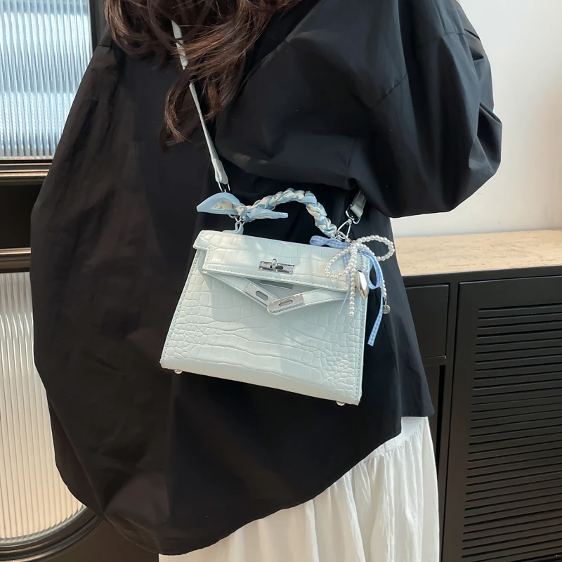 二代凯莉包鳄鱼皮纹时尚潮流女包通勤出游百搭手提包高级感小包包