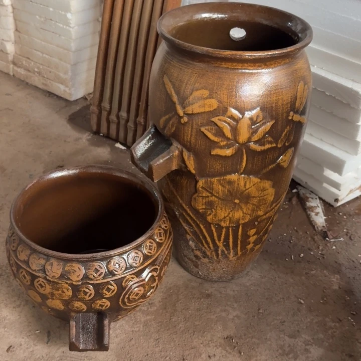 紫砂花盆微瑕19/38，20/16进水口2.5厘米