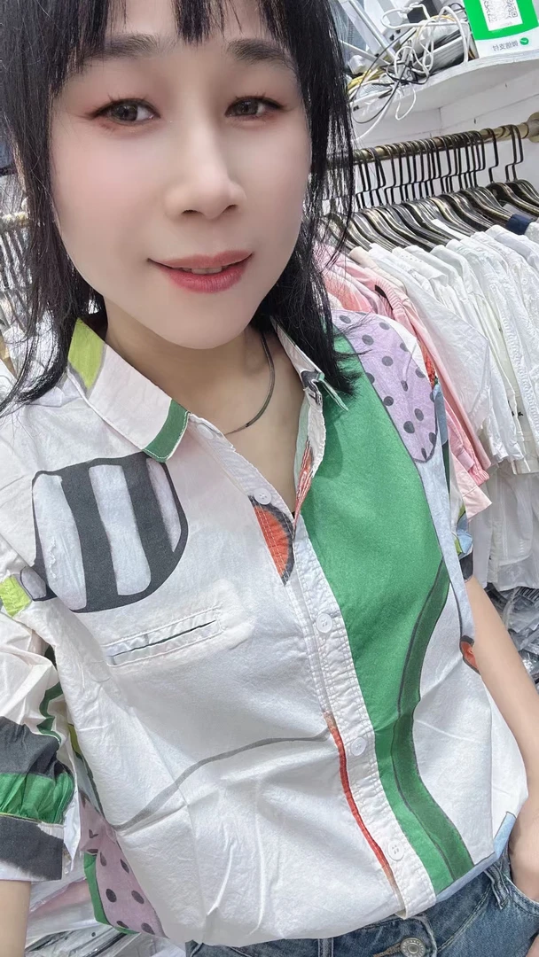 H889卡通米奇图案女2025夏季新款时尚休闲减龄显瘦百搭短袖衬衣潮