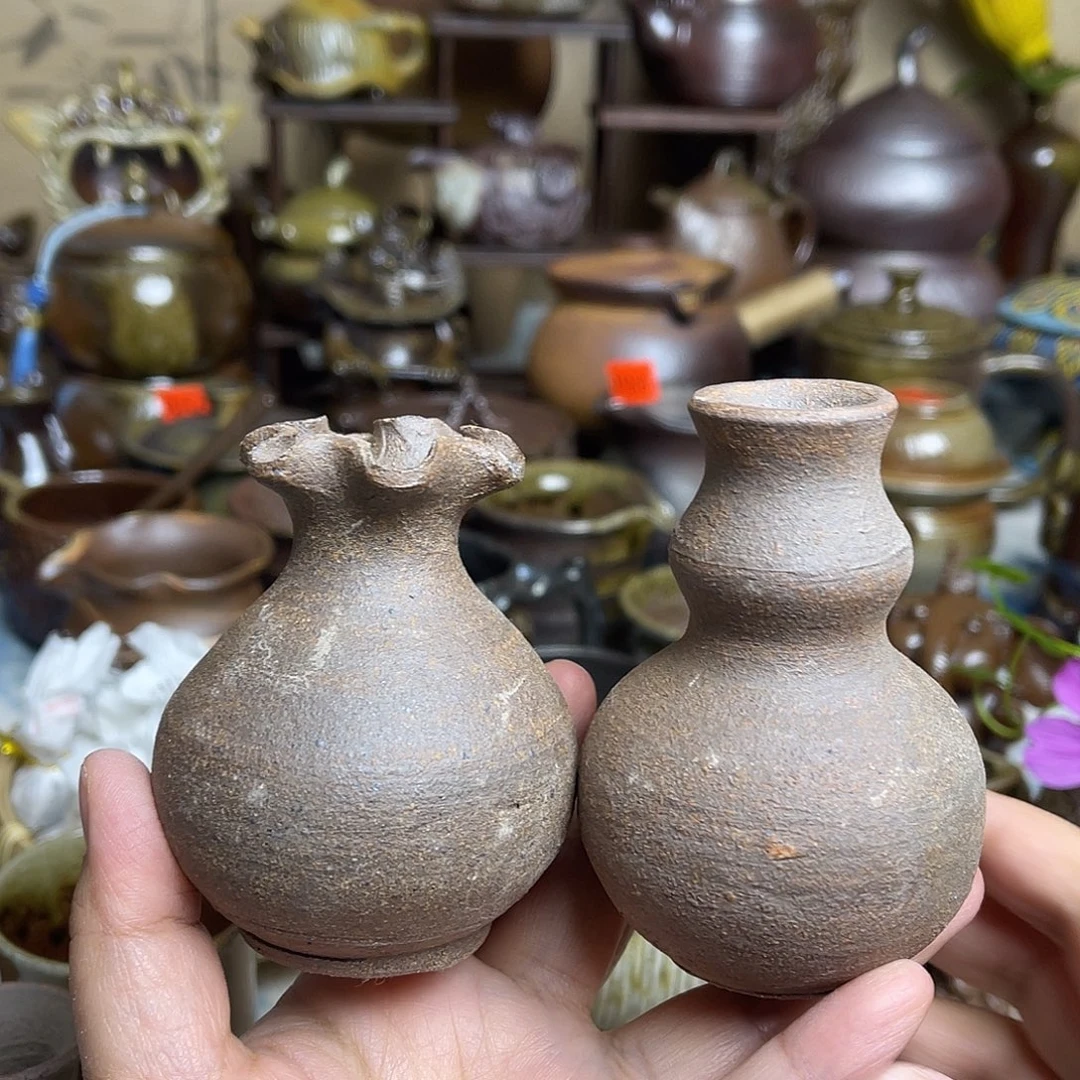 土陶小花器2个阿阿阿