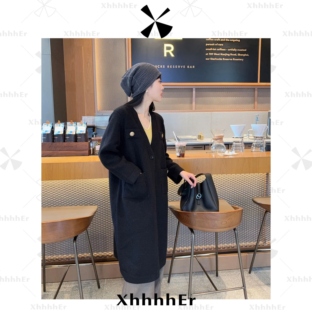 辛儿/小个子 52羊毛设计感黑色【巴】家慵懒风长款外套XY1844