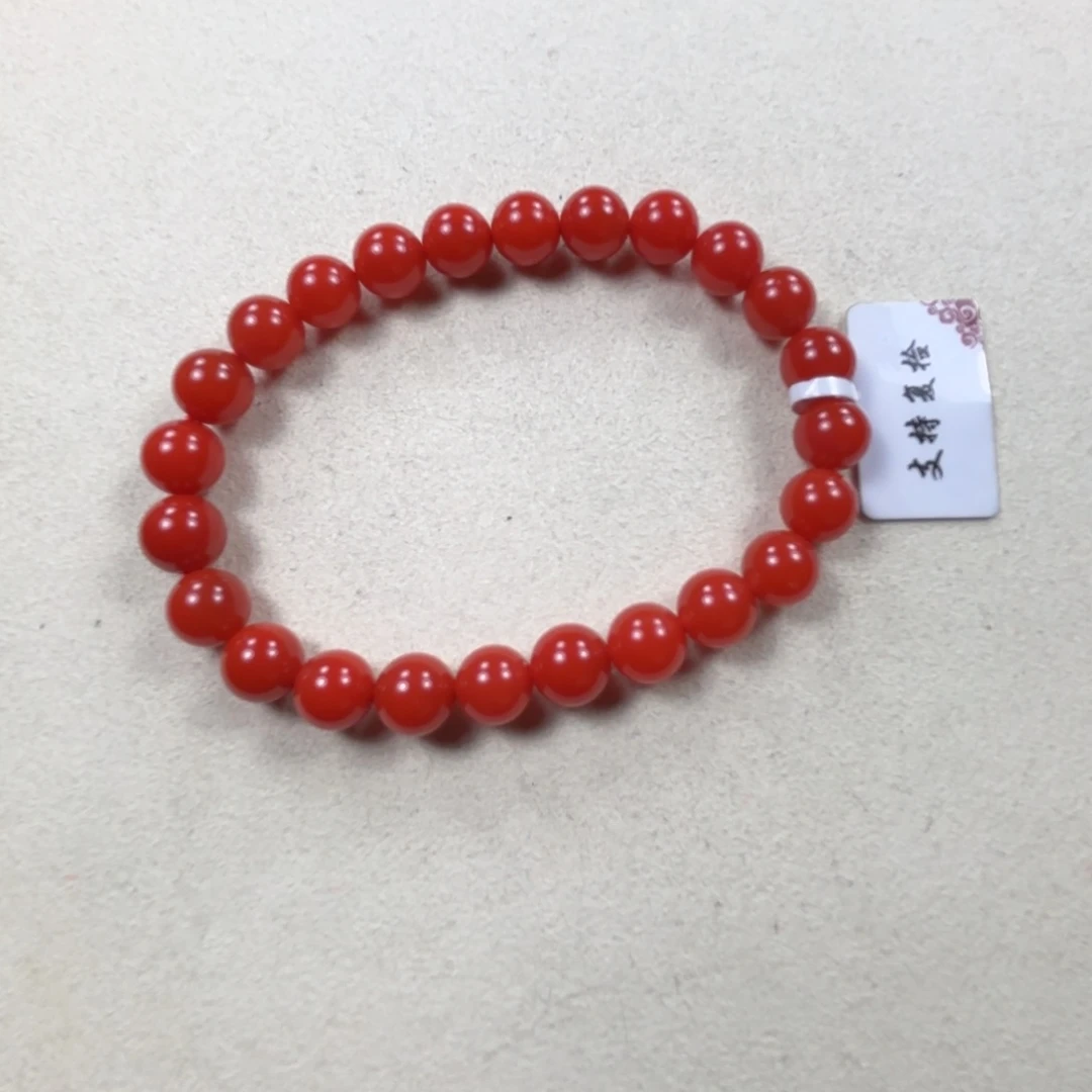 未镶嵌辣椒红手串8mm南红玛瑙