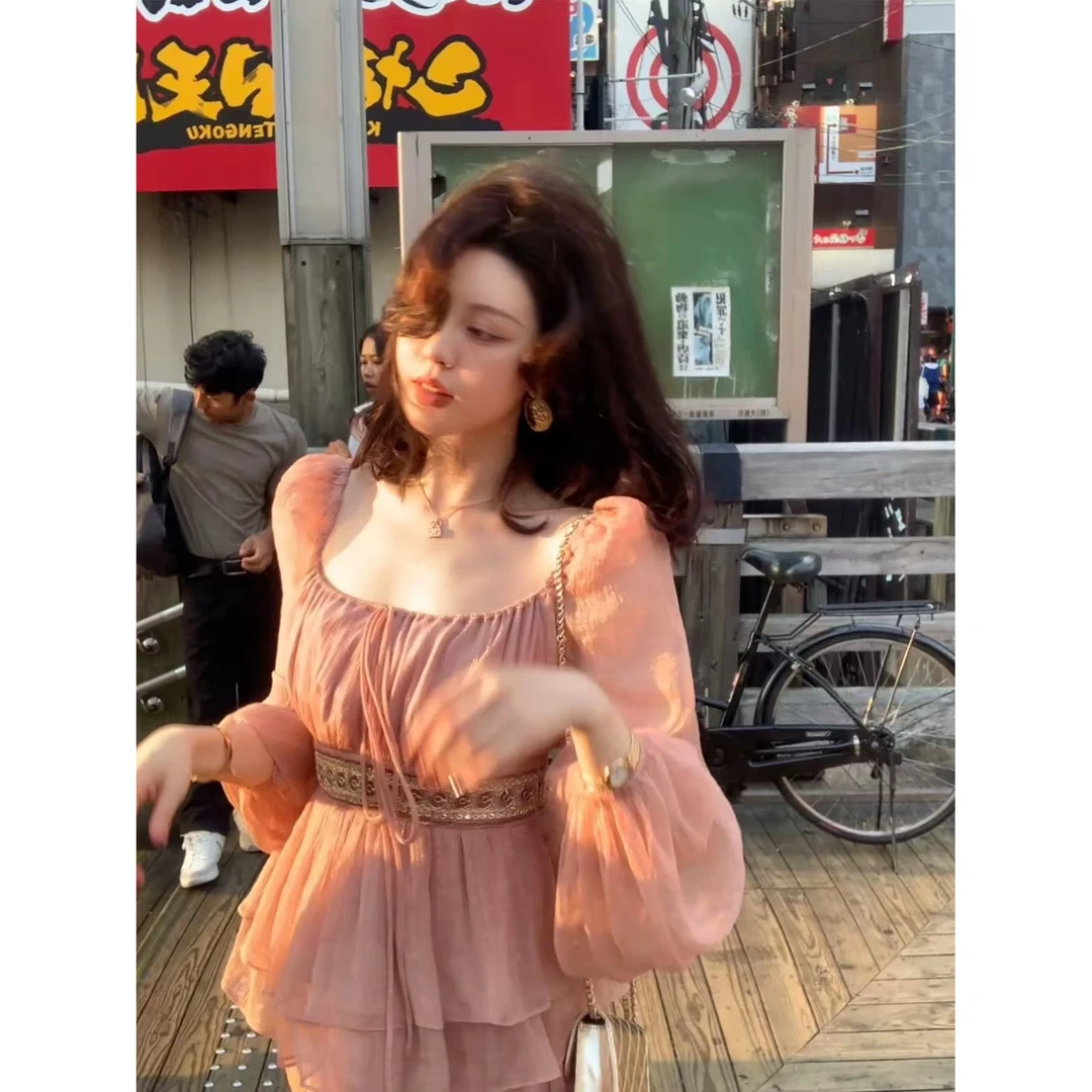 夕阳缪斯 慵懒高级感穿搭套装裙秋季温柔气质长袖连衣裙女
