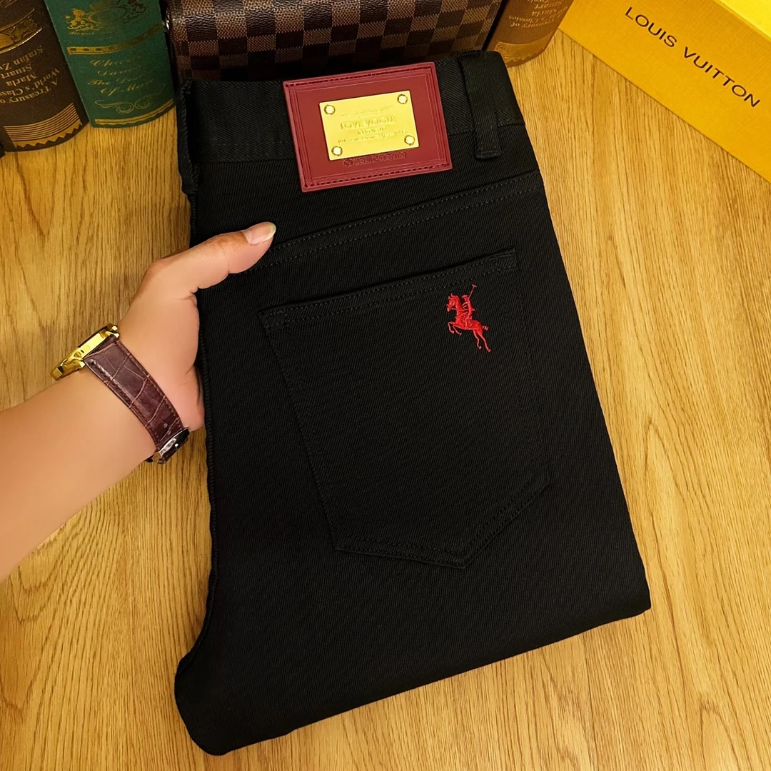 黑色牛仔裤男款爆款高端潮牌刺绣男士修身小脚长裤裤子男款秋冬款