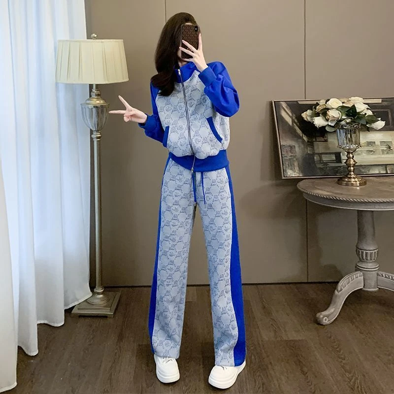 秋冬新款运动休闲套装女 时髦炸街卫衣直筒裤两件套 潮流百搭！