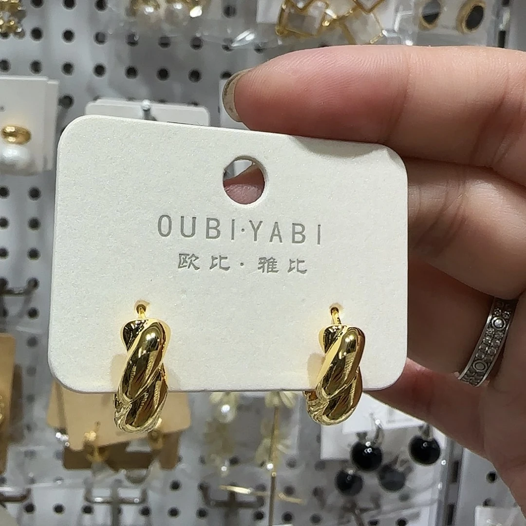 锆石纯铜合金中古金麻花耳扣