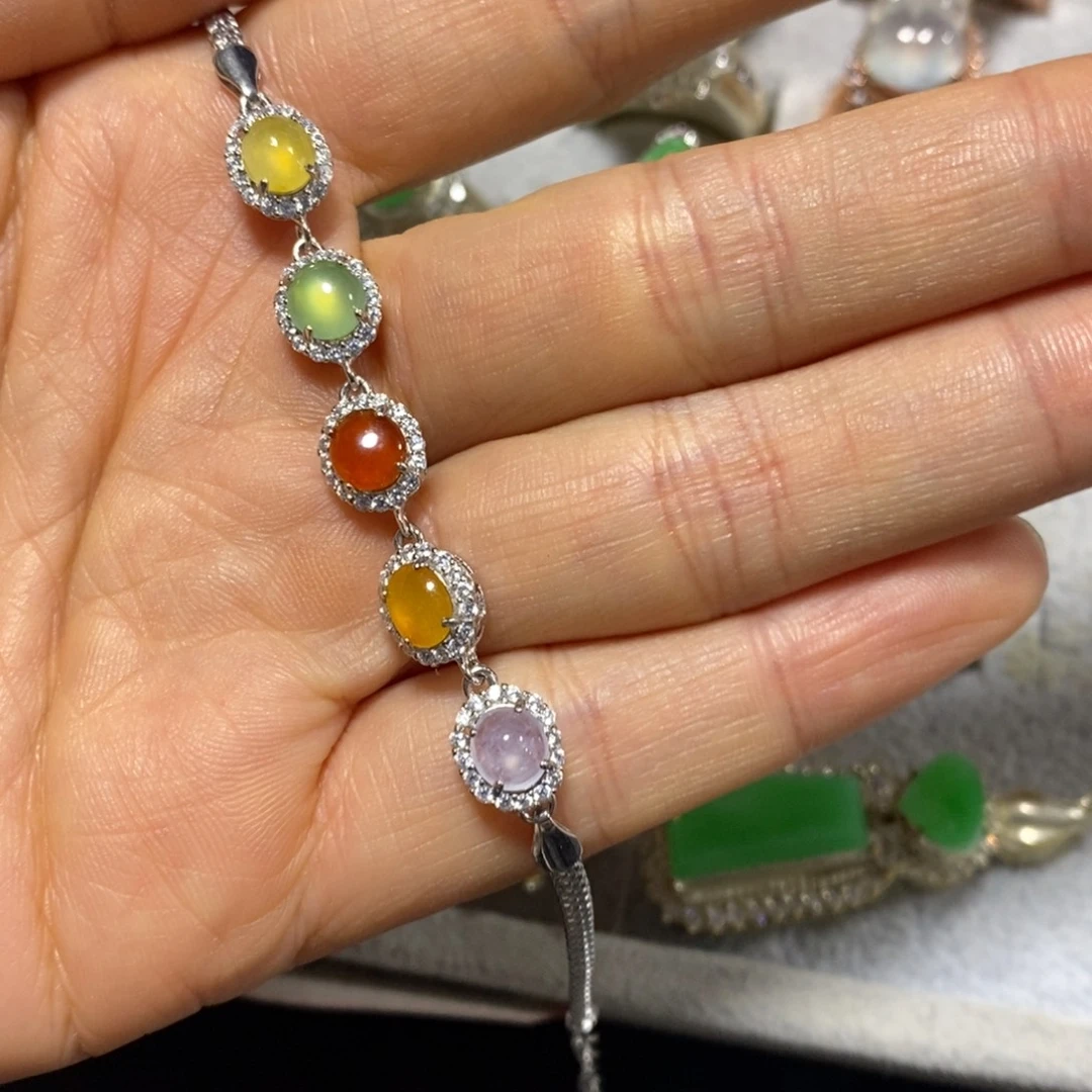 翡翠银S925镶嵌手链手链