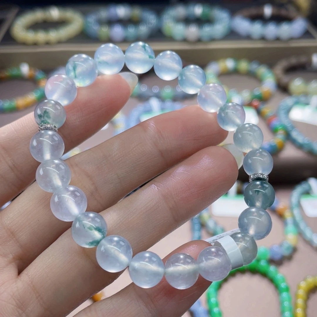 未镶嵌手链翡翠白冰飘花
