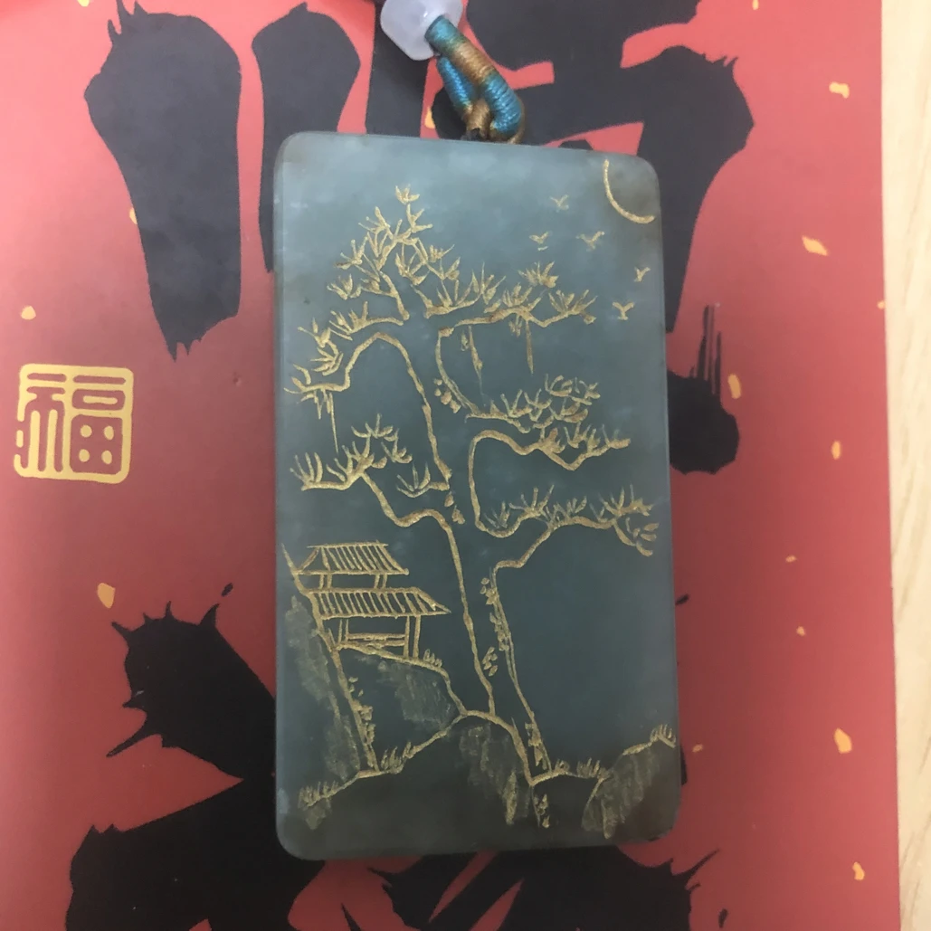 微瑕捡漏新疆和田玉吊坠且末兰糖俏色山水抖音基地质检
