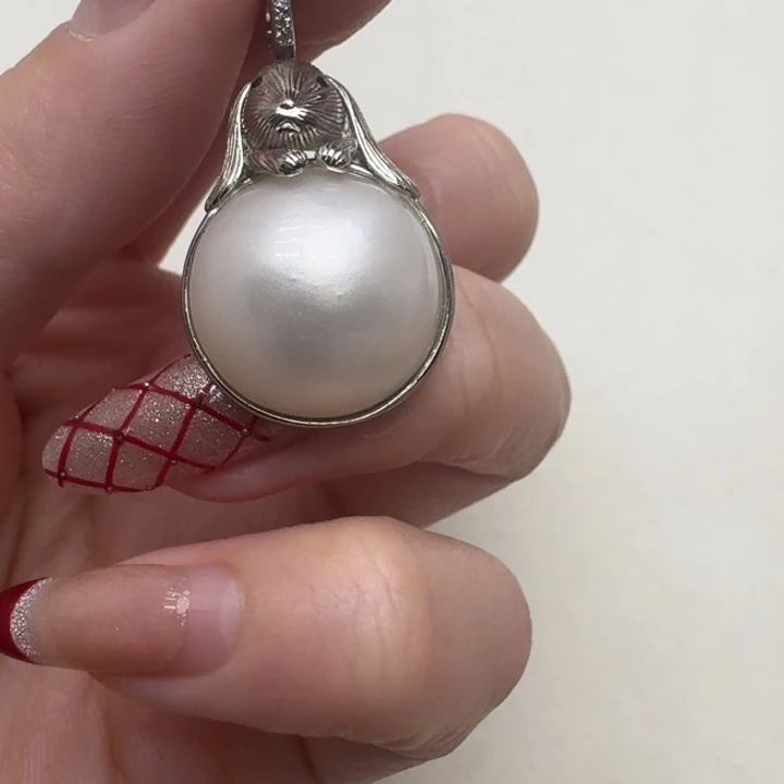 拼合珍珠（马贝珠）颈饰银S925镶嵌