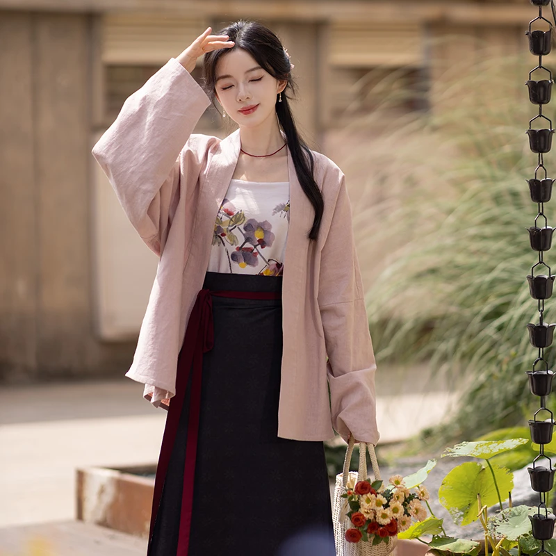 池夏7周年店庆【书卷:闲庭兰韵】宋飞机袖短衫两片裙原创改良汉服