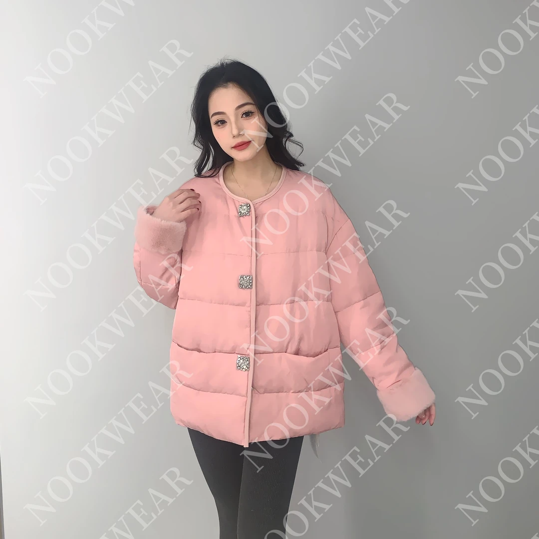 NOOKWEAR2024新款简单时尚百搭显年轻毛袖女士冬季保暖外套