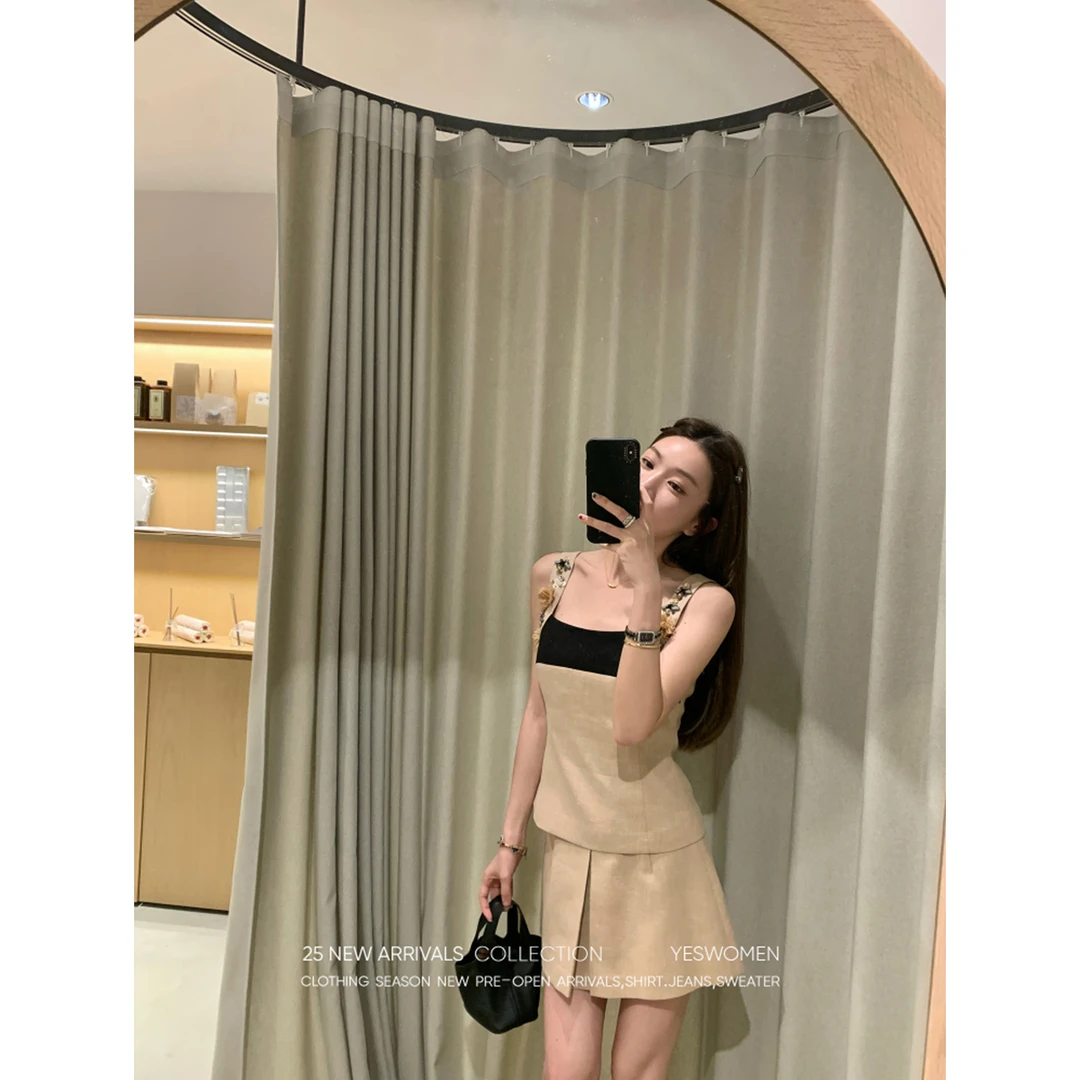 【七爷专属】YESWOMEN钉珠苎麻裤裙·时髦立体显瘦