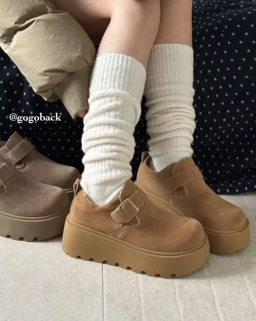 复古百搭休闲风纯色圆头秋冬女鞋鞋