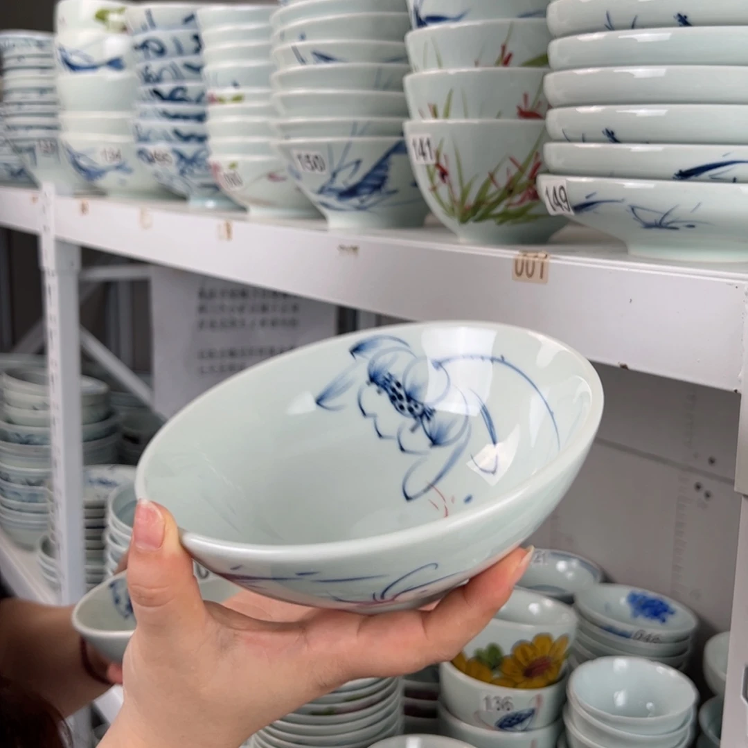 微瑕画鱼6.3寸高足碗（随机图案单只装）
