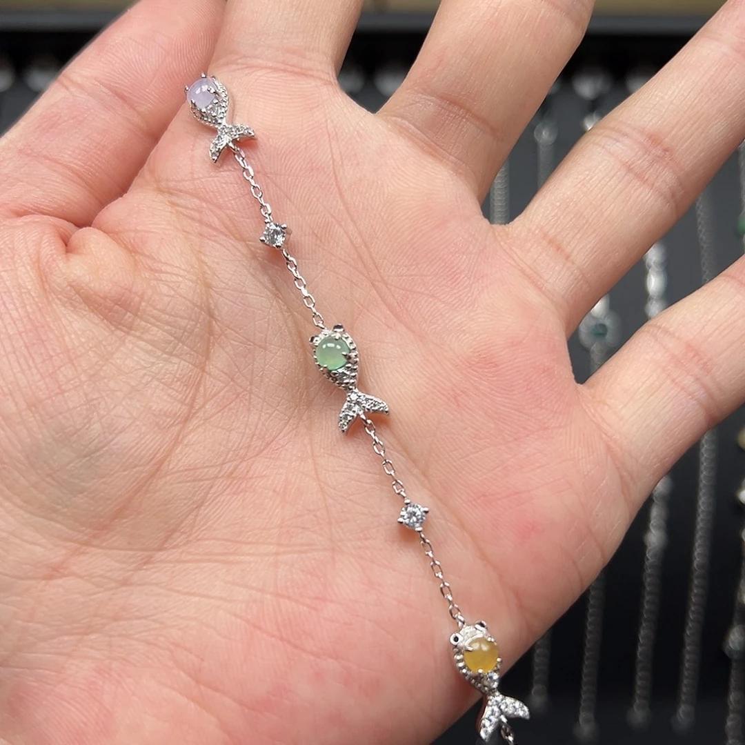 翡翠银S925镶嵌手链