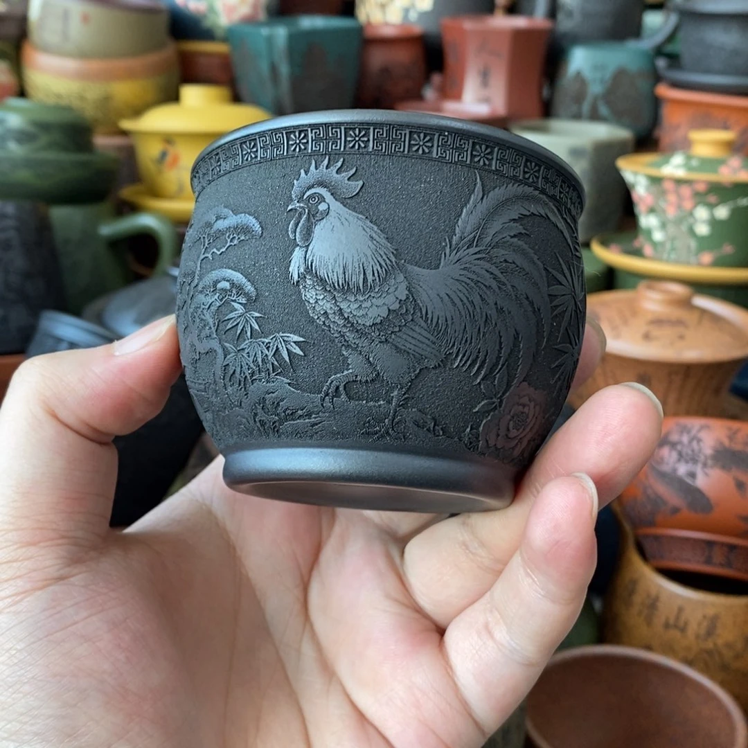 紫砂杯子宜兴全手工紫砂杯