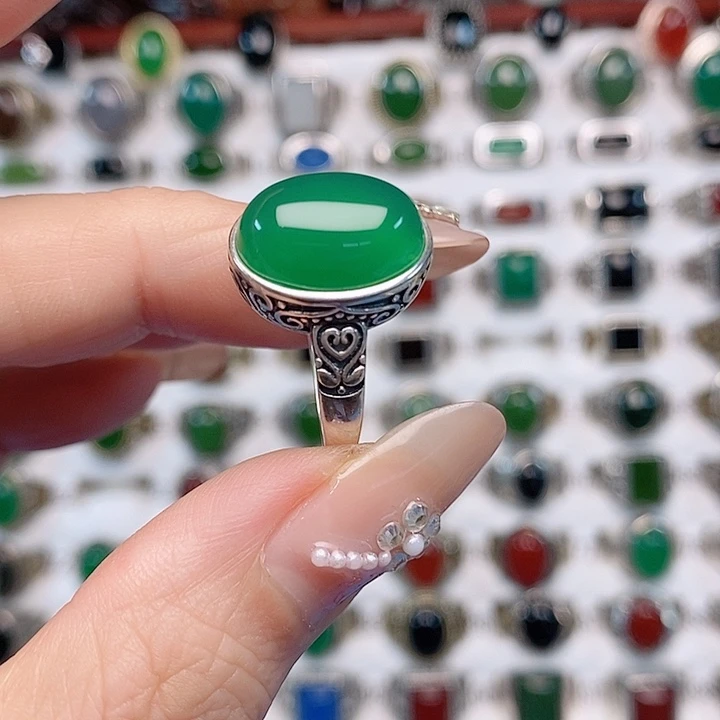 玛瑙/玉髓银S925镶嵌戒指