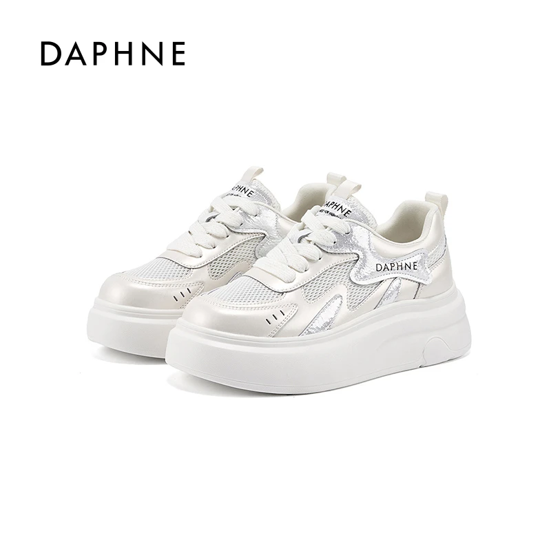 达芙妮厚底板鞋女2025夏季新款网面时尚休闲舒适透气轻便休闲鞋