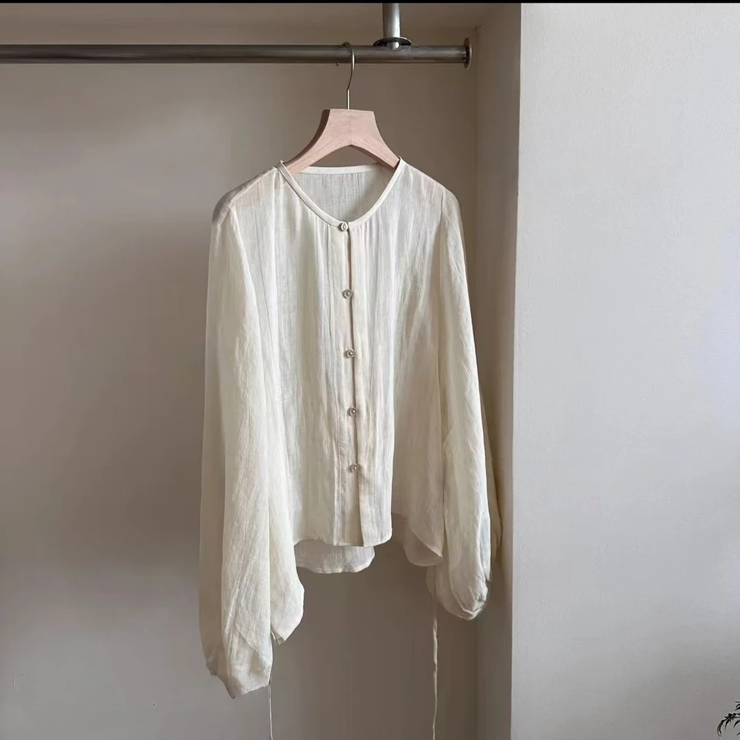 ‘且听风吟’夏季气质长袖时尚温柔清冷感洋气衬衫C5820