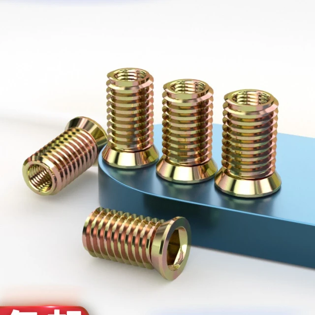 内外牙螺母沉头内六角家具预埋带介垫连接件实木工螺帽铁镀锌M6M8