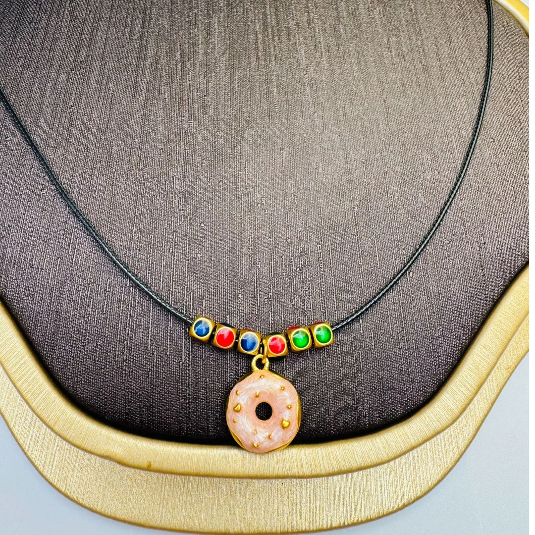 251#足金999  黄金珐琅彩多巴胺甜甜圈