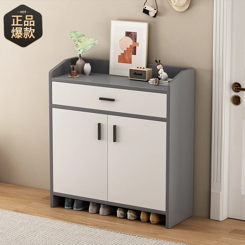 楼道鞋柜家用门口走廊室内入户门外玄关柜新款2025爆款实木色鞋架