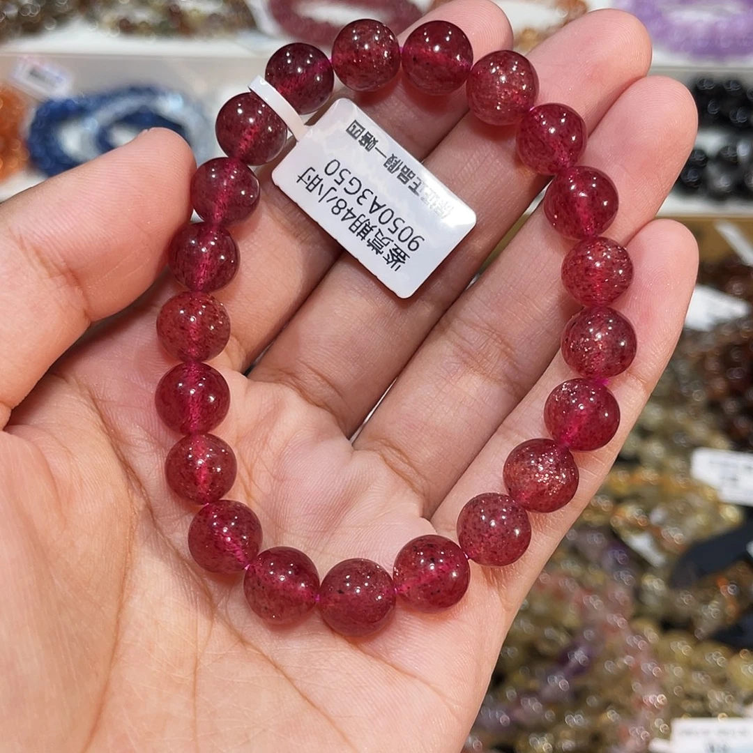 未镶嵌手链水晶鸽血红星空草莓晶9mm