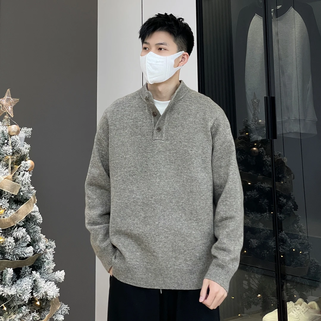 【秋冬新款】亨利领冬季甄选仿牛绒纱线时尚针织毛衣休闲百搭022