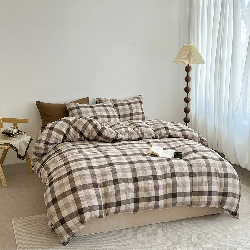 四季款ins风水洗棉床笠四件套 可