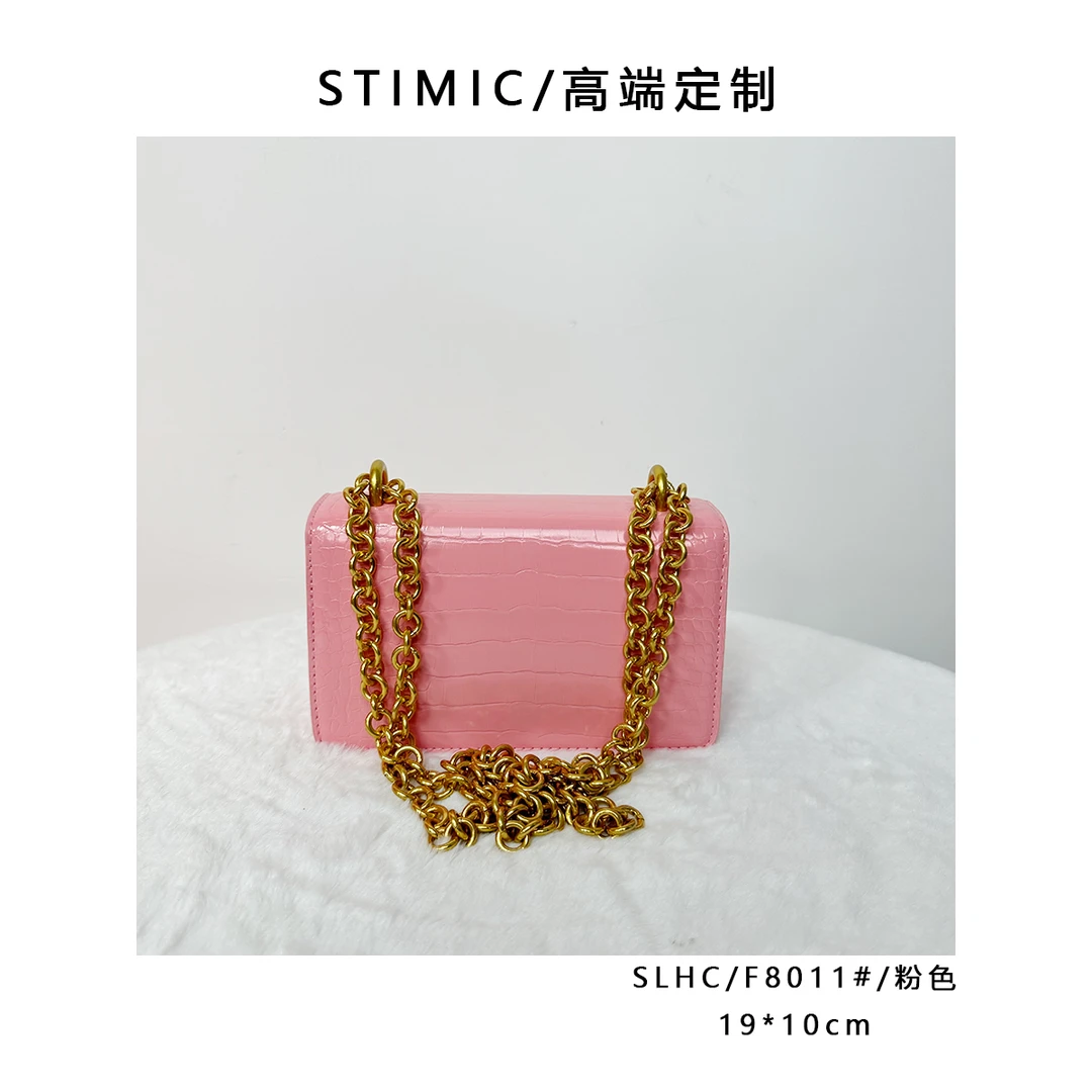 SLHC/F8011#/粉色高端订制手工蜡线女士时尚单肩轻奢斜挎包8011