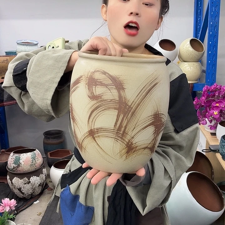 19+26 -粗陶花盆有孔