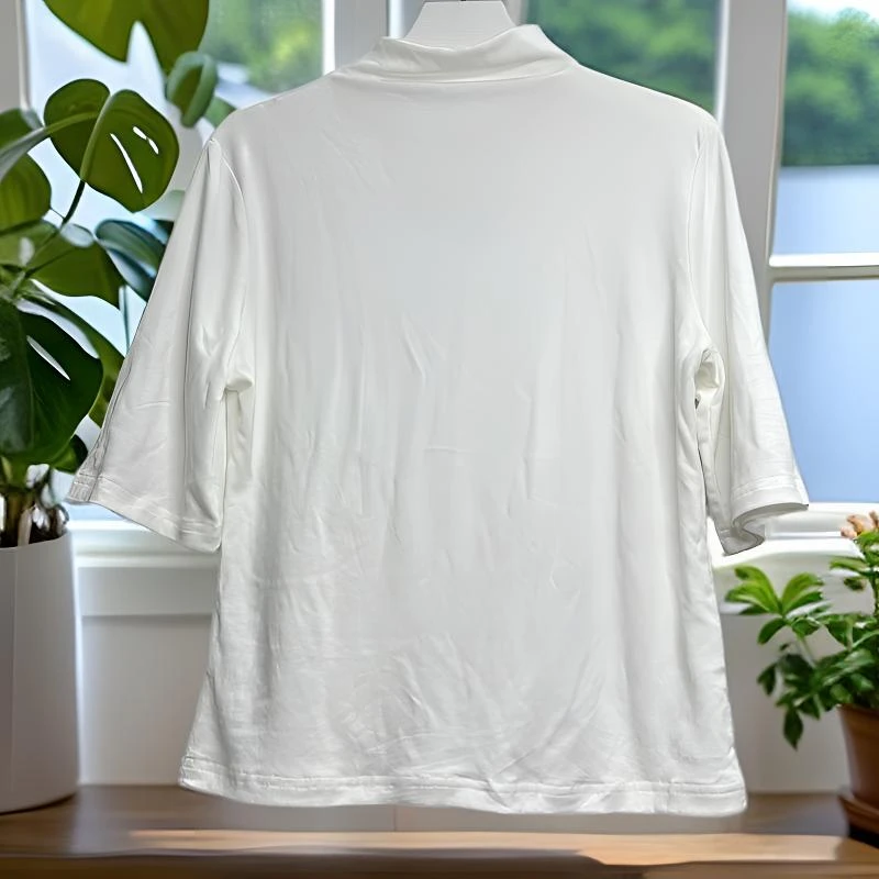 螺纹休闲风半高领时尚夏季纯色T恤