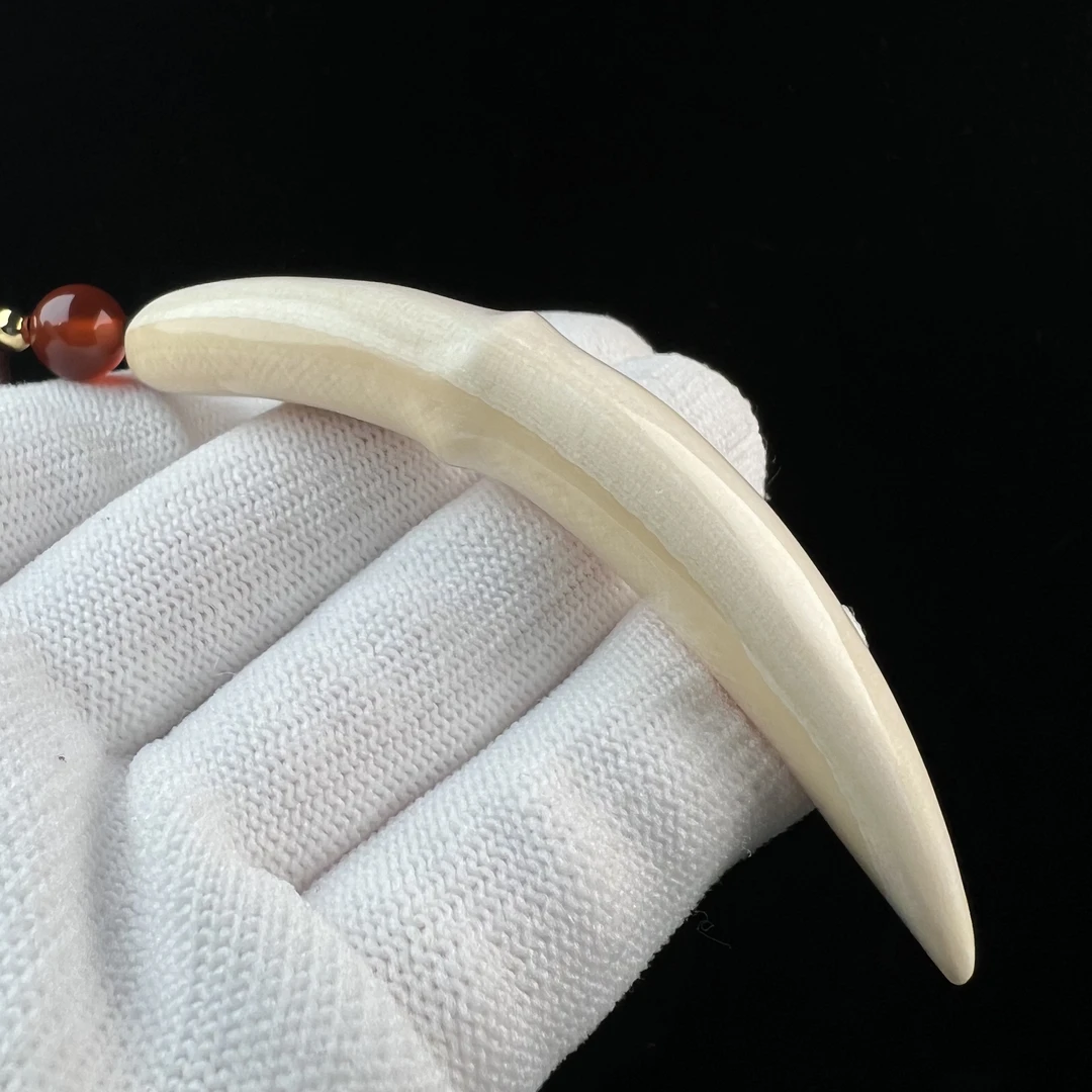 D3005天然猛犸牙雕刻 牙尖 77.5mm支持鉴定 假一罚四