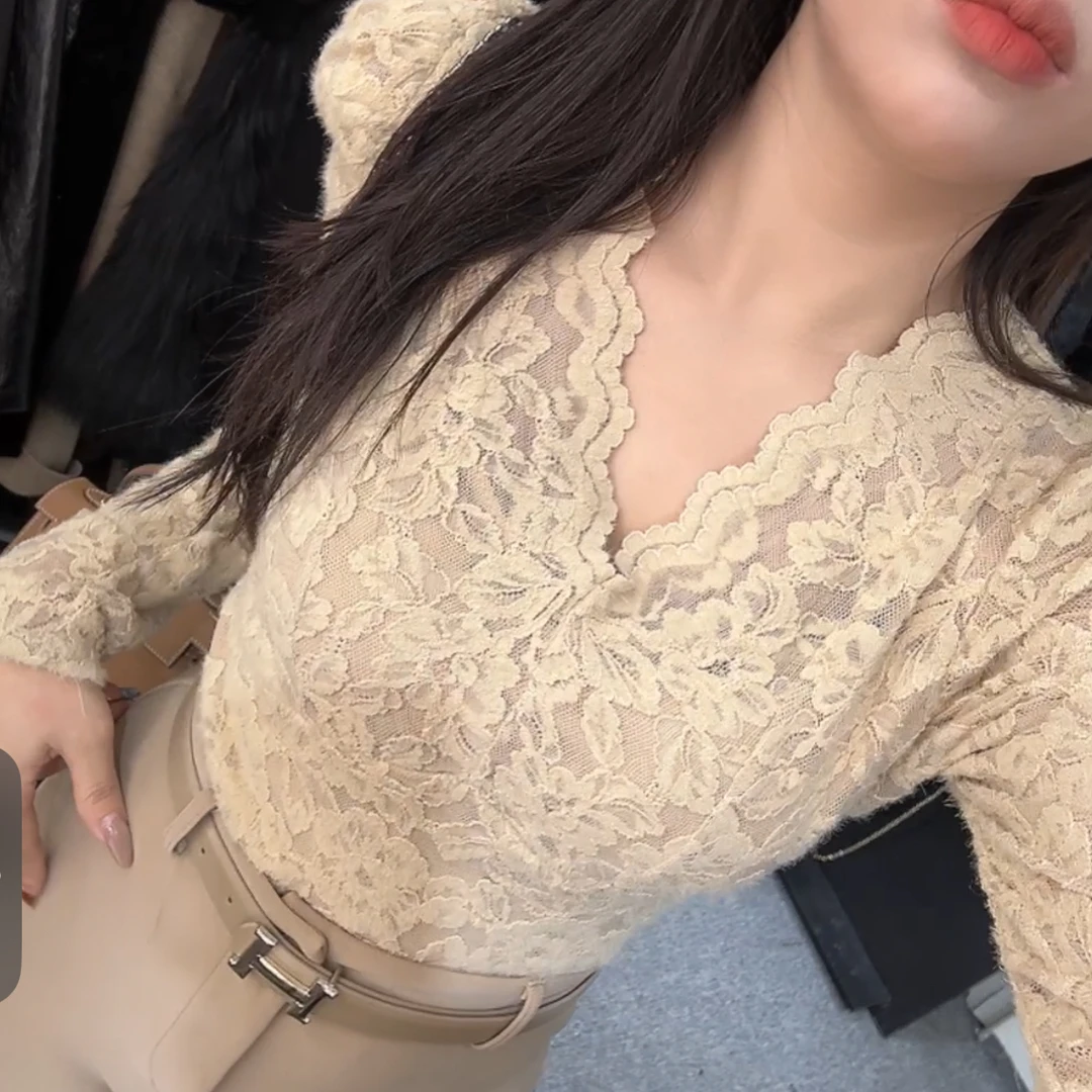 带胸垫-加绒气质蕾丝9558