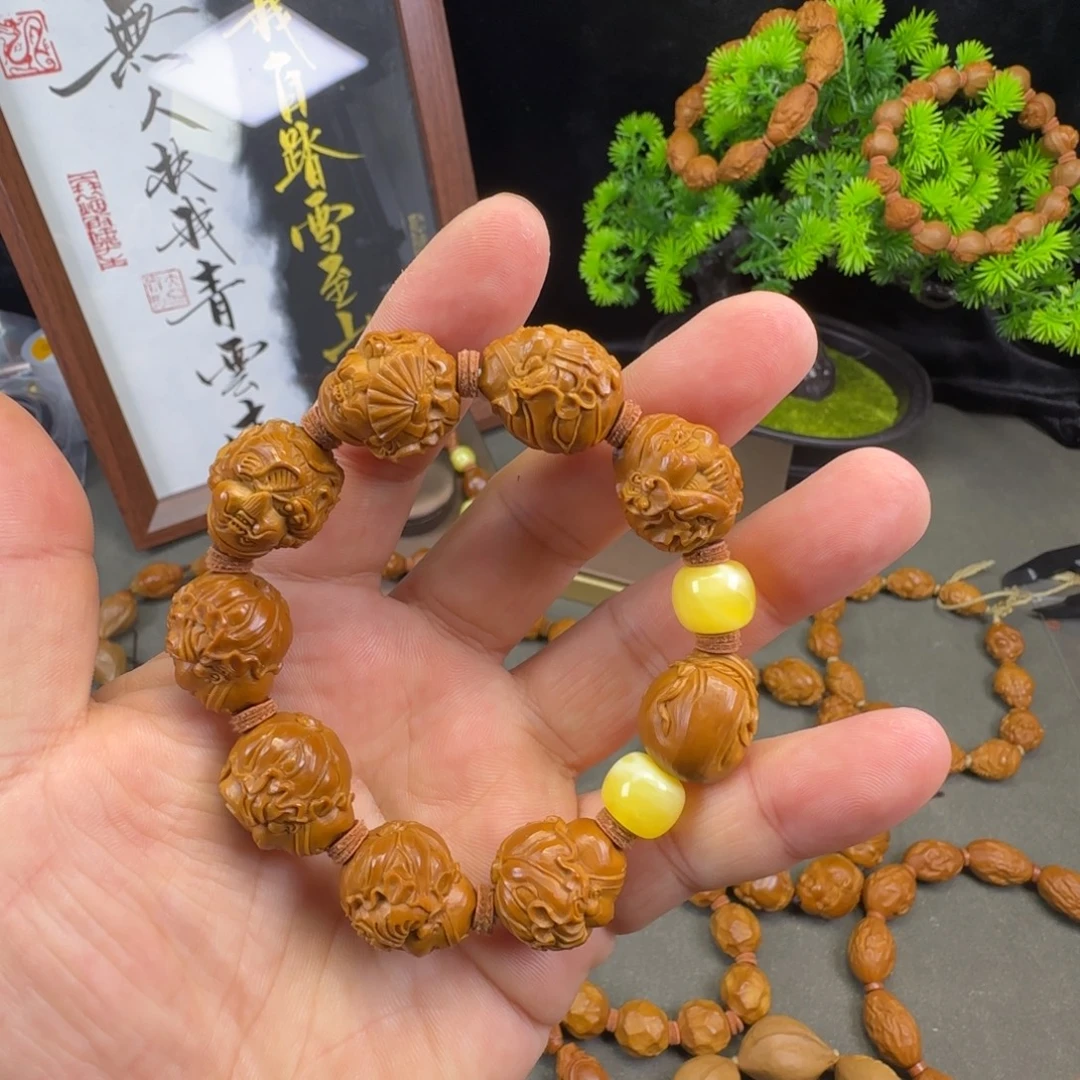 橄榄核手串/手链1.7荷叶财神